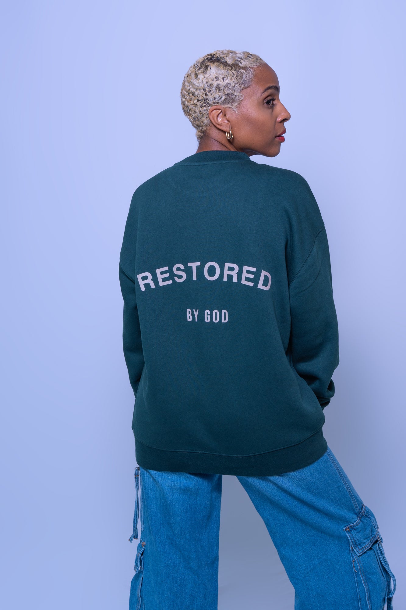 Unisex Premium Restored Relax Crew Neck Sweatshirt "Pine Green"