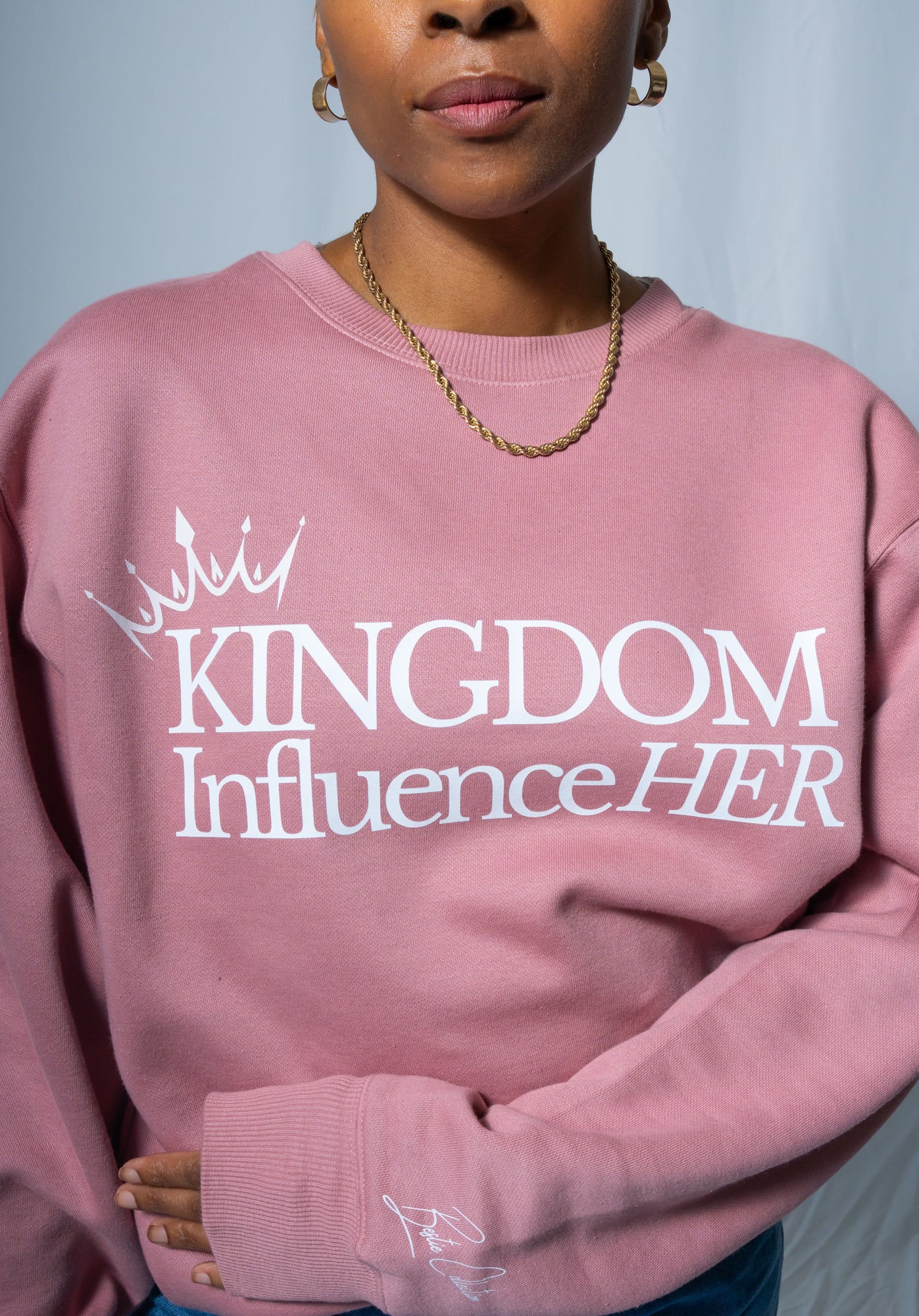 Mauve pink crewneck premium luxury sweatshirt for women of God, christian apparel, statement tee, faith based tee, christian clothing line