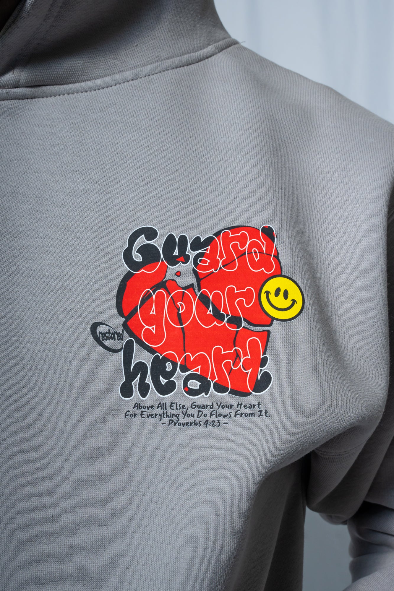 grey gray oversized ultra heavy christian apparel hoodie unisex size graphic hoodie