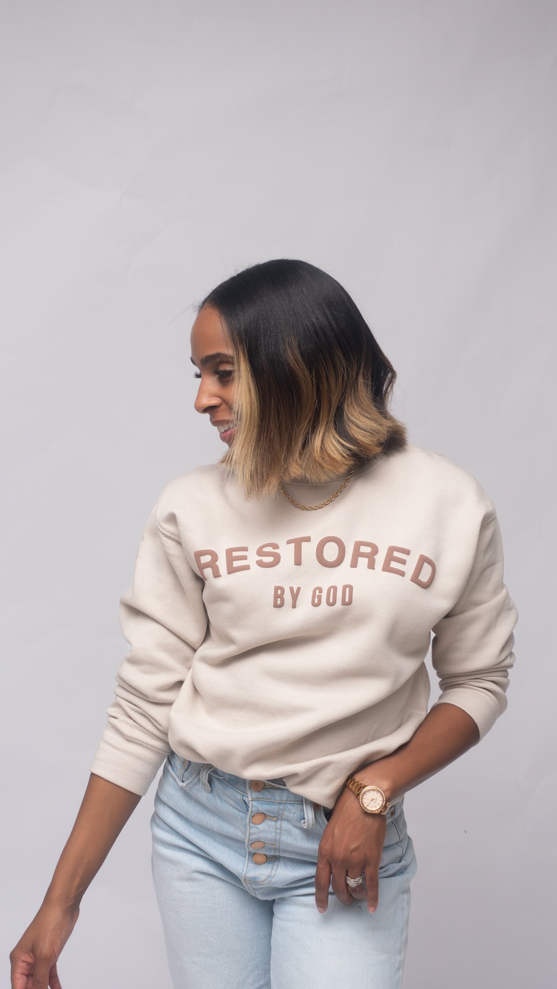 ivory brown unisex christian streetwear crewneck fashion sweatshirt for fall weather 